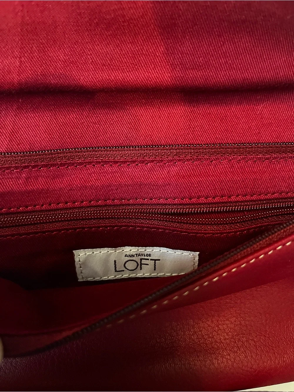 Ann Taylor LOFT Red Leather Buckle Wristlet Clutch Purse